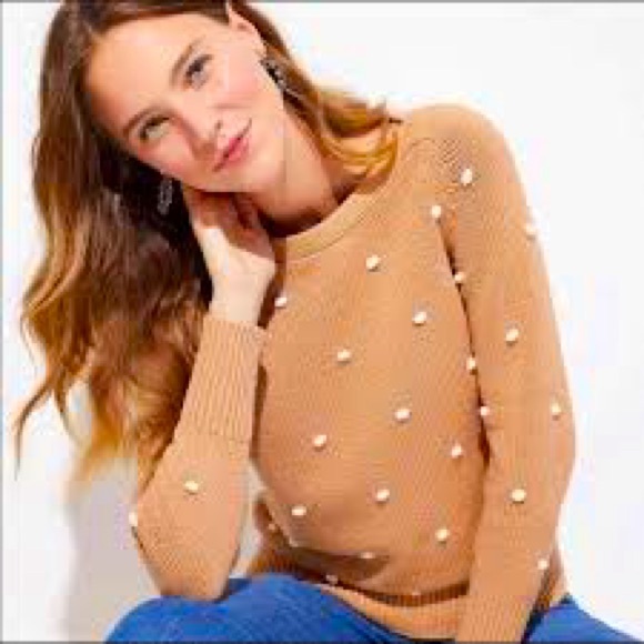 Loft Polka Dot Sweater Neutral Size Medium EUC - Picture 1 of 9